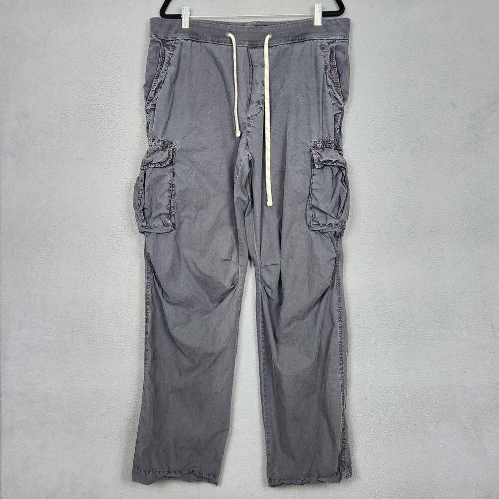 James Perse Pants Womens 3 Gray Cotton Twill Cargo Straight Leg Drawstring Waist